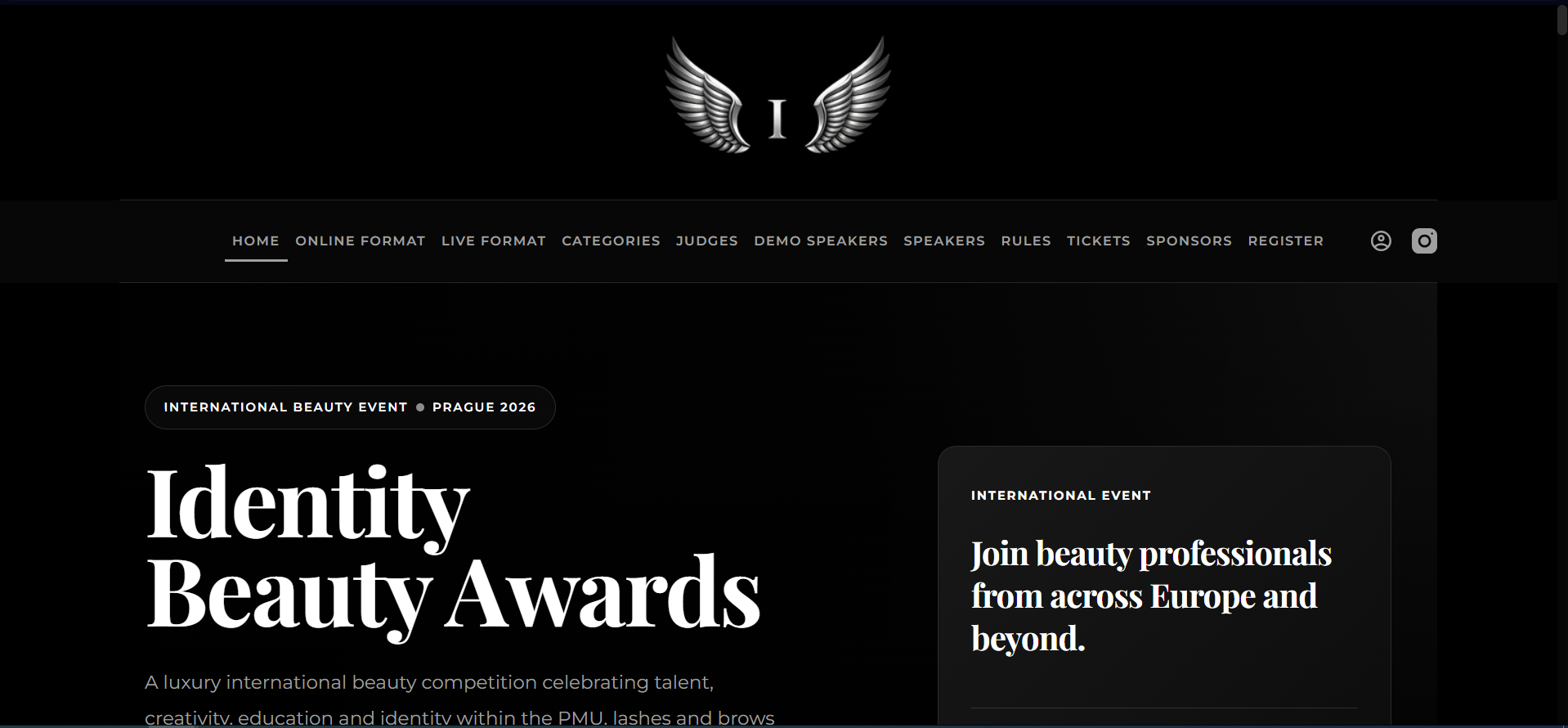 Identity Beauty Awards - Desktop View