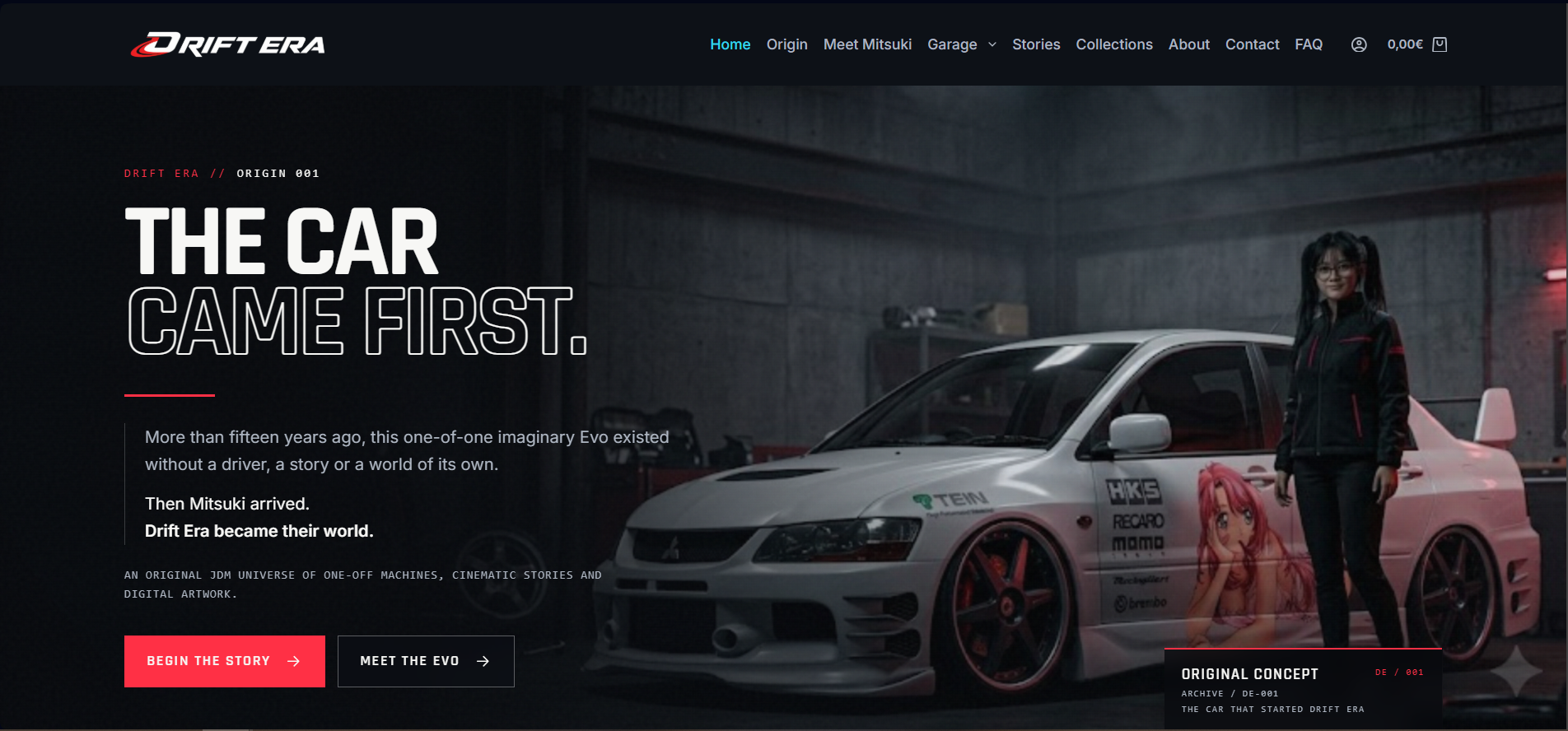 Drift Era homepage on desktop