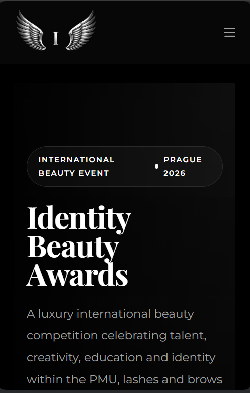 Identity Beauty Awards homepage on mobile